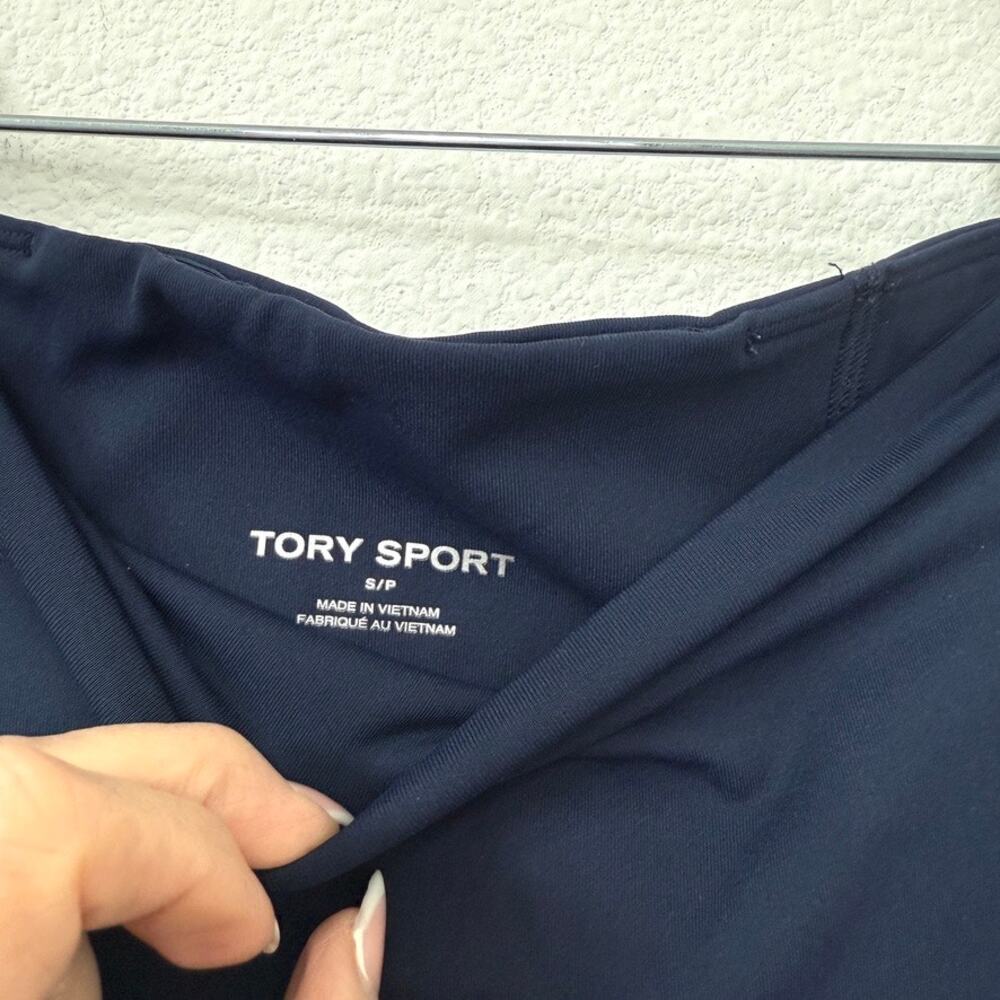 TORY SPORT Racing Stripe Leggings Navy Green Logo High Rise Athleisure Small - Picture 6 of 7